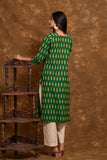 Pure cotton pochampally Ikkat weave kurta with contrast bottom and dupatta