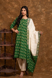 Pure cotton pochampally Ikkat weave kurta with contrast bottom and dupatta