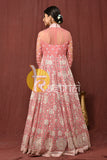 Pink embroidered with mirror work anarkali kurta dress