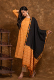 Pure cotton pochampally Ikkat weave kurta with contrast bottom and dupatta