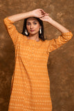 Pure cotton pochampally Ikkat weave kurta with contrast bottom and dupatta