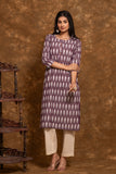 Pure cotton pochampally Ikkat weave kurta with contrast bottom and dupatta