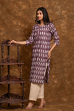 Pure cotton pochampally Ikkat weave kurta with contrast bottom and dupatta