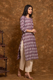 Pure cotton pochampally Ikkat weave kurta with contrast bottom and dupatta