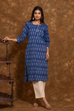 Pure cotton pochampally Ikkat weave kurta with contrast bottom and dupatta