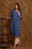 Pure cotton pochampally Ikkat weave kurta with contrast bottom and dupatta