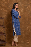 Pure cotton pochampally Ikkat weave kurta with contrast bottom and dupatta