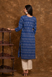 Pure cotton pochampally Ikkat weave kurta with contrast bottom and dupatta