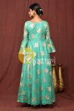 Blue heavy embroidered anarkali kurta dress