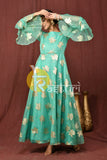 Blue heavy embroidered anarkali kurta dress