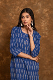 Pure cotton pochampally Ikkat weave kurta with contrast bottom and dupatta