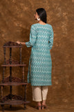 Pure cotton pochampally Ikkat weave kurta with contrast bottom and dupatta