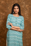 Pure cotton pochampally Ikkat weave kurta with contrast bottom and dupatta