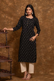 Pure cotton Pochampally double Ikkat weave kurta with contrast bottom and dupatta