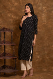 Pure cotton Pochampally double Ikkat weave kurta with contrast bottom and dupatta