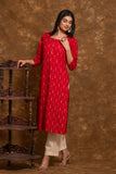 Pure cotton Pochampally double Ikkat weave kurta with contrast bottom and dupatta