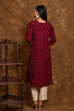 Pure cotton Pochampally double Ikkat weave kurta with contrast bottom and dupatta