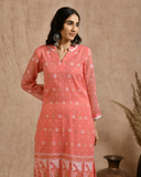 Fine Jamdani Classic Kurta Pant Set With Dupatta.