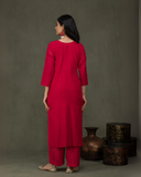 Hand Made Pure Jamdani Floral Soft and Fine Cotton Kurta with Pant and Dupatta