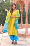 Classic Charm Light weight Chanderi Dupatta Suit with Intricate Pattern.