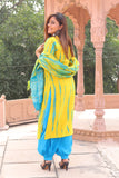 Classic Charm Light weight Chanderi Dupatta Suit with Intricate Pattern.