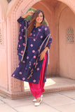 Classic Charm Lightweight Chanderi Dupatta Suit with Intricate Pattern.