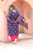 Classic Charm Lightweight Chanderi Dupatta Suit with Intricate Pattern.