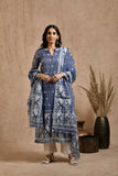 Fine jamdani classic kurta pant set with dupatta.