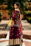 Wine embroidered georgette lehenga choli set