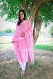 Fine jamdani classic kurta pant set with dupatta.