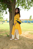 Pure cotton Pochampally double Ikkat weave kurta with contrast bottom and dupatta