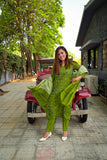 Mehendi green kurta with pant set-s18