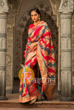 Red and grey traditional banarasi saree