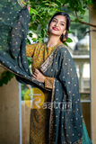 Mustard and blue embroidery georgette kurta and palazzo set