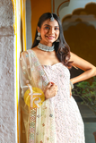 Pink pistacho sequence embroidery georgette kurta and palazzo set