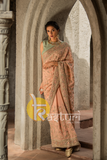 Light pink heavy embroidered georgette saree