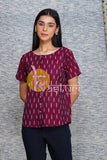 Mehroon printed cotton tunic top