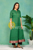 Green flaired south cotton kurta with pant set