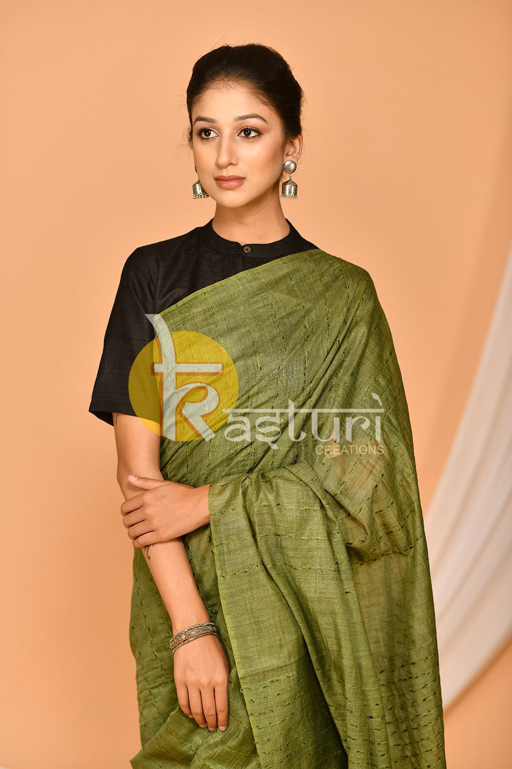 Ethnic green banswara silk saree