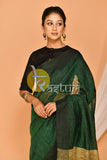 Green handloom linen saree