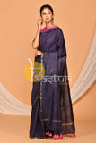Deep violet handloom cotton saree