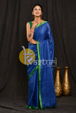 Deep blue and green handloom cotton saree