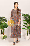 Black multicolor sambhal puri print cotton maxi dress