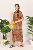 Mehroon collar sambhalpuri print cotton maxi dress