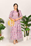 Mauve floral print georgette maxi dress