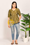 Olive green ikkat cotton tunic top