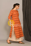 Orange kalamkari print cotton kurta and palazzo set