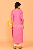 Pink and cream katan silk chanderi kurta with pant set