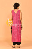 Pink and black sambhalpuri print cotton kurta with pant set