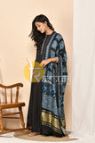 Black and blue silk anarkali kurta set with dupatta